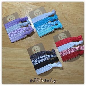 🌸 Handmade Chevron No-Crease Hair Ties 4PACK